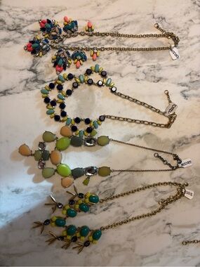 J. Crew Multicolor Crystal and Resin Statement Necklace Set